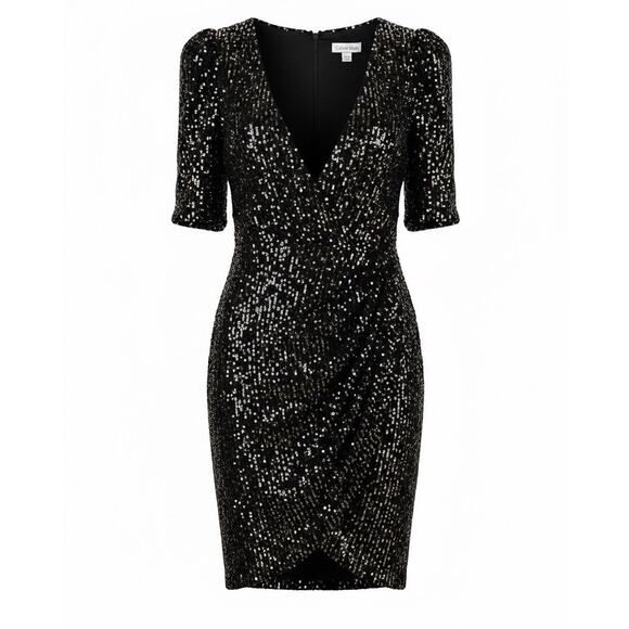 Calvin Klein Dresses & Skirts - Calvin Klein Allover Sequin Faux Wrap Dress Tulip hem Size 10